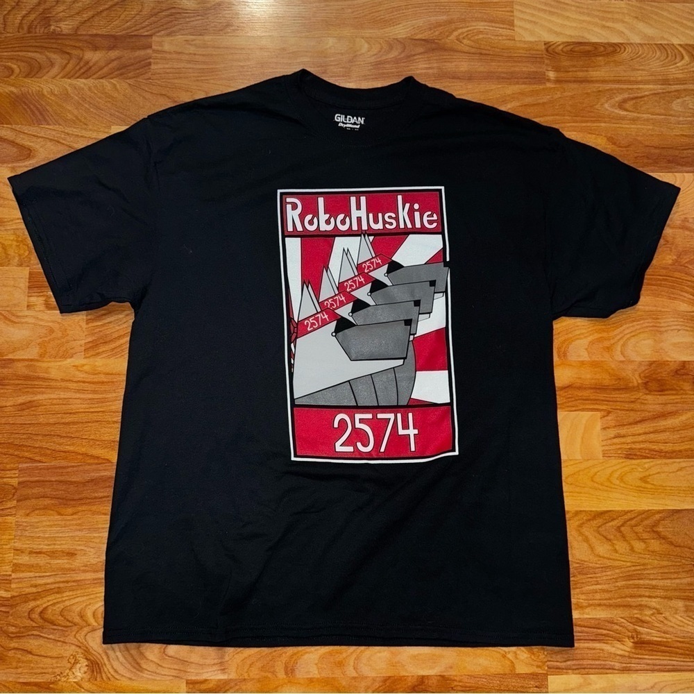 RoboHuskie 2574 T Shirt Double Sides With Store Logos On Back Graphic T Men’s XL